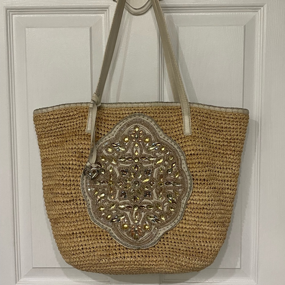 Brighton Ara Beaded Straw Tote Bag